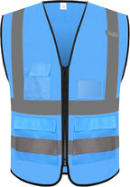 Reflective Safety Vest for Men Women with 5 Pockets and Zipper Front High Visibility Construction Vest Meets ANSI/ISEA Standards