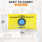 100g (6 Packs) Rechargeable Desiccant Packs for Storage, Color Indicating Silica Gel Desiccant Packets, Moisture absorbers for storage,Dehumidifier bag for Closets,Cars,Storage Bins