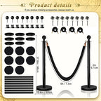 8PCS Black Stanchions Posts with 4PCS 5 ft Black Velvet Rope, Black Velvet Rope Stanchion Set Crowd Control Barriers, Stanchions and Velvet Ropes Red Carpet Poles for Party Supplies