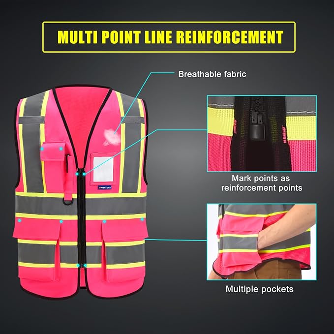AYKRM Custom Logo Personalised Printed High Visibility Reflective 2 two tone work construction Safety Vest
