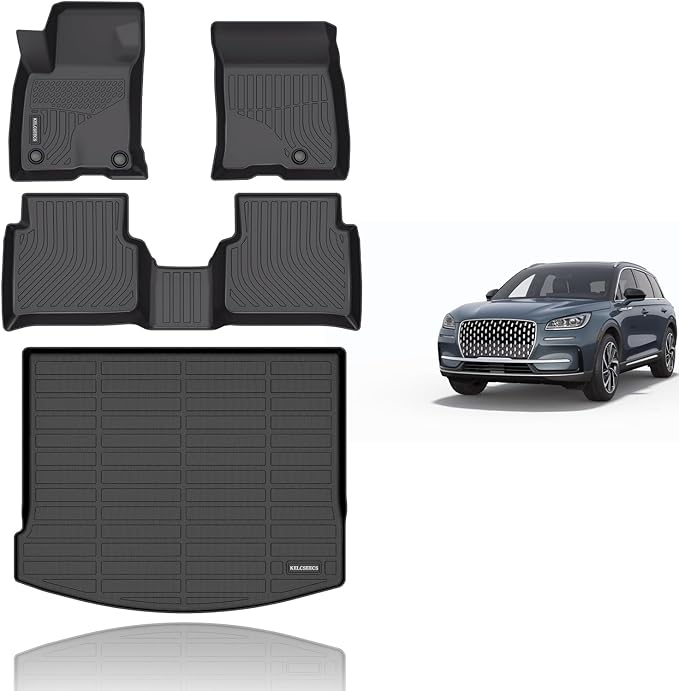 KELCSEECS® Floor Mats & Cargo Liner Custom for Lincoln Corsair 2020-2026(Not for Hybrid),All Weather Protection TPE Floor Liners Front& Rear Row Full Set Lincoln Corsair Accessories Black