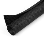 1/2 inch Split Braided Cable Management Sleeve for USB Cable Power Cord Audio Video Cable, High-Temperature Automotive Harness Wire Loom Cord Protector from Cat Dog Chewing (Black, 10FT)
