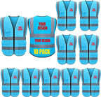 BeautyWill 10/20 Pack Custom Logo Safety Vest,Bulk High Visibility Class 2 Reflective Work Vests