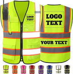 Custom Safety Vest High Visibility Reflective Vests with Logo Pockets Men Women Customize 2 two tone Work Vest Construction
