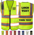 Custom Safety Vest High Visibility Reflective Vests with Logo Pockets Men Women Customize 2 two tone Work Vest Construction