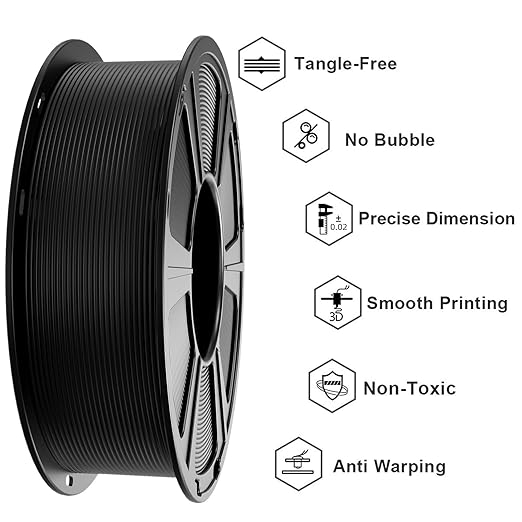 GEEETECH 6KG 3D Printer Filament Bundle - Black PLA Filament 1.75mm ±0.02mm (6 Spools, 1KG Each) - High Precision, Low Warping, 3D Printing Filament Fits Most FDM 3D Printers