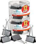 1InTheOffice Large Binder Clips, Paper Clamps, Paper Binder Clips, 1" Capacity, Metal, Black, 24 Pack