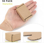 Ellbest 50Pcs Foldable Kraft Boxes Rectangular Boxes Recyclable Cardboard for Packing, Shipping, storaging Lightweight Item 2.8x1.6x1.1 inches