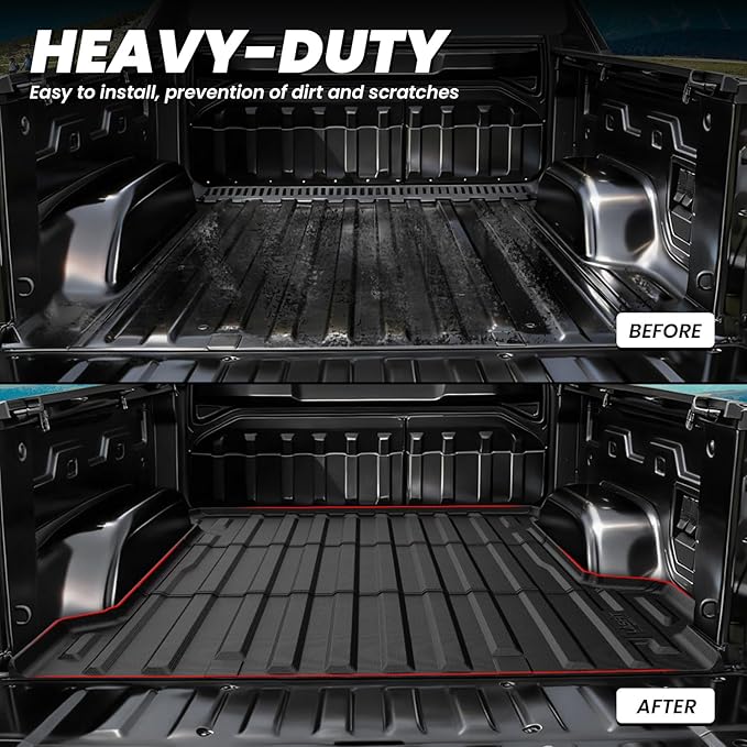 LASFIT Truck Bed Mat for Chevrolet Chevy Silverado EV WT 2024-2026 5.9FT Only (Not Fit RST/LT/2026 Trail Boss) Bed Liner Custom Fit, All Weather Protection TPE Pickup Car Bed Cargo Trunk Liner