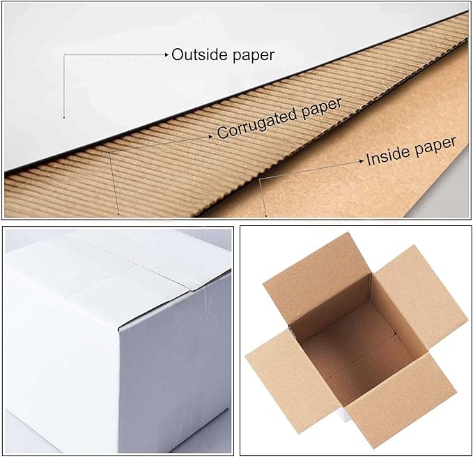Calenzana 5x5x5 Inches Shipping Boxes Set of 25, White Corrugated Cardboard Box for Mailing Packing Small Business