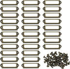 PATIKIL 60x17mm Metal Label Holders, 30 PCS Label Name Card Tag Frames with Screws for Office Library File Cabinets Shelves Wood Drawers Fabric Bins, Bronze