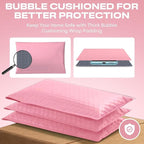Light Pink Large Poly Bubble Mailers 12x15 inch | Self Seal Padded Envelopes Cushioned Bubble Mailer | Usable Size 12x15 | WaterProof | Lightweight mailing Shipping Bags | 50 Pack Bulk