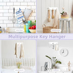 VIS'V Key Holder Wall Mount, Small Metal Self Adhesive Key Hanger with 3 Hooks, No Drilling, Extra Adhesive Strip, White