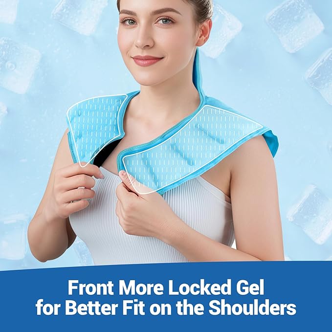 Comfytemp Ice Pack for Neck Shoulders Pain Relief, HSA Eligible FSA Wearable, Reusable Gel Shoulder Ice Pack Wrap, Cold Compression Physical Therapy Recovery for Upper Back, Cervical Injuries (S)