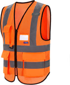 A-SAFETY High Visibility Mesh Safety Reflective Vest with Pockets and Zipper,Hi Vis Viz Reflective Safety Vest(Orange Mesh XXL)