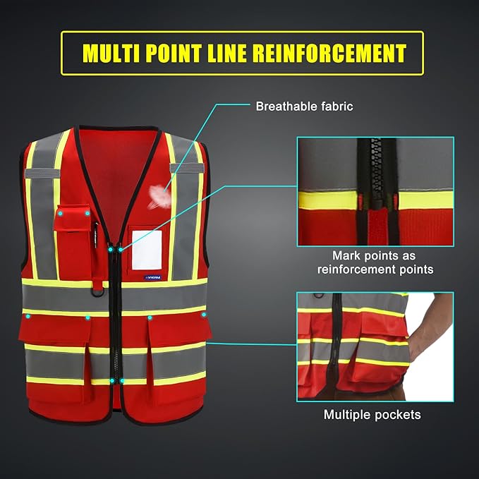 AYKRM Custom Logo Personalised Printed High Visibility Reflective 2 two tone work construction Safety Vest