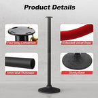 BATTIFE Plastic Stanchion Posts with Three Red Velvet Ropes and Weighted Rubber-Plastic Base, Crowd Control and Queue Management Barrier Poles for Party, Event, Red Carpet (4 Pack)