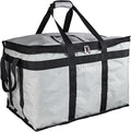 Food Delivery Insulated Bag, Insulated Cold Meal Bag, Built-in Base Plate, For Hot and Cold Food Takeout, Commercial Catering Transportation - 23 * 14 * 15 inches (Partitioned, Grey)