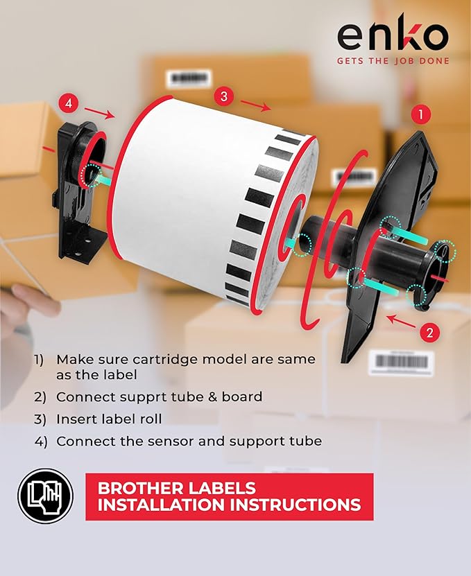 enKo - Compatible DK-2205 Continuous Adhesive Thermal Labels (2.4 Inch x 100 Feet) Compatible Labels for Brother Label Printer QL-820NWB QL-800 QL-810W - [12 Rolls, No Cartridge Frames]