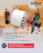 enKo - Compatible DK-2205 Continuous Paper Labels (2.4 Inch x 100 Feet) Compatible for Brother QL Label Printers - 24 Rolls with 8 Refillable Cartridge Frames