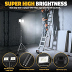 LIVOWALNY 22000 Lumens LED Work Lights with Stand, 2 Adjustable Head 220W Tower Light with 13FT Cord, Portable IP65 Waterproof Tripod Flood Light for Workshop Garage Construction Mechanics Lighting