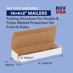 Box USA Moving Boxes Medium 14"L x 4"W x 2"H, 50-Pack | Corrugated Cardboard Box for Packing, Shipping and Storage 14x4x2 1442