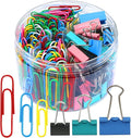 Paper Clips Binder Clips, 340PCS Assorted Size Paper Clips and Binder Clips, Colored Paperclips Large Medium Small, Binder Clip and Paper Clip Set for Home School Office Supplies