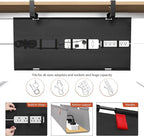 Univivi No Drill Under Desk Cable Management Tray, 36" Cord Organizer for Table, Clamp/Screw Mount Desk Cable Management, Premium Fabric Cable Management Tray for Office, Home