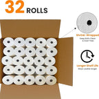 (32 Rolls) 2 Ply Kitchen Printer Paper White/Yellow Carbonless Rolls 3” x 95 Feet Receipt Rolls–Compatible with Star SP700 Printer Paper, SP2000 UP389 & Omni 480 220 250–Ribbons Required–Non Thermal