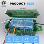 Flemoon [2 Pack] Outdoor Electrical Box Waterproof, Medium Weatherproof Electrical Box (11.5x5.2x4 inch) w/6 Cable Entry Ports, Extension Cord Cover for Power Strip, Timer, Plug, Holiday Light, Green