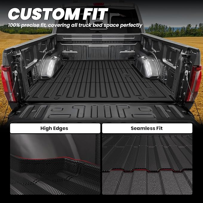 LASFIT 5.5ft Bed Mat for Ford F-150 | F150 Lightning 2026 2025 2024 67.1" Bed Box All Weather Protector TPE Truck Bed Liner Durable Easy Clean-Not Fit for Drop in Bedlienr