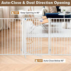 Metal Freestanding Dog Gates with Door,Extra Wide 24", 32" Height Foldable Dog Fence for Indoor & Outdoor, Heavy Duty Freestanding Pet Barrier for Stairs, Doorways, Halls, Kitchen,Yard,Christmas Tree
