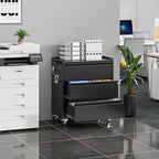 Aobabo Metal Storage Cabinet on Wheels, Black Tool Garage Cabinet with 3 Drawer, for Home Office, Assembly Required