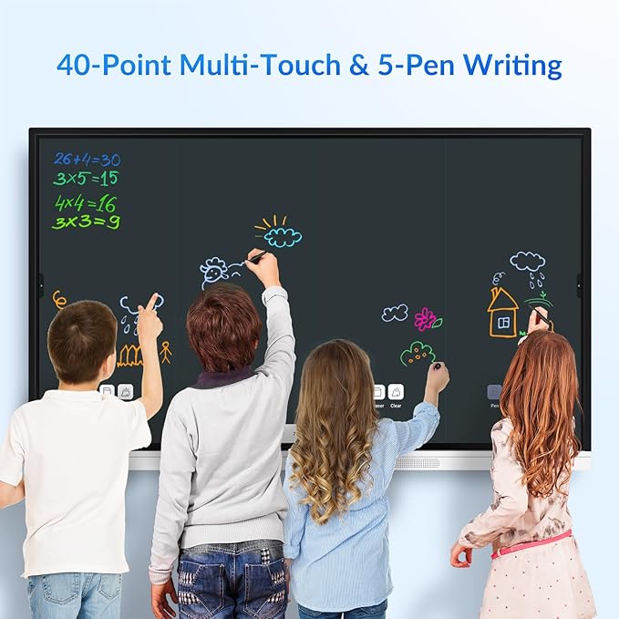 55 Inch 4K Smart Board - Google EDLA-Certified Interactive Whiteboard, Android 14 OS, 50-Point Touch, Wireless Casting - Digital Whiteboard for Classrooms & Hybrid Offices (Board Only)