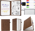 6 Sides Whiteboard Notebook Portable Whiteboard Dry Erase Notebook Portable Dry Erase Board Double Sided Folding Whiteboards White Board for Office Study Meeting(Brown,A4: 9"×12”)