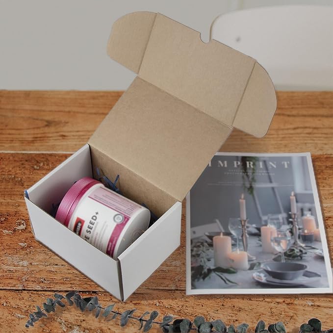 7x5x4 Inches Shipping Boxes Set of 25, White Corrugated Cardboard Box Literature Mailer for Packing Small Business