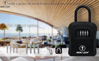 Iron Lock® Key Lock Box Portable with U-Shackle & Wall Mount – Medium Waterproof Heavy-Duty Metal Safe with 4-Digit Combination for Spare Keys Outside on Door Knob, Fence or Gate (Black, Medium)