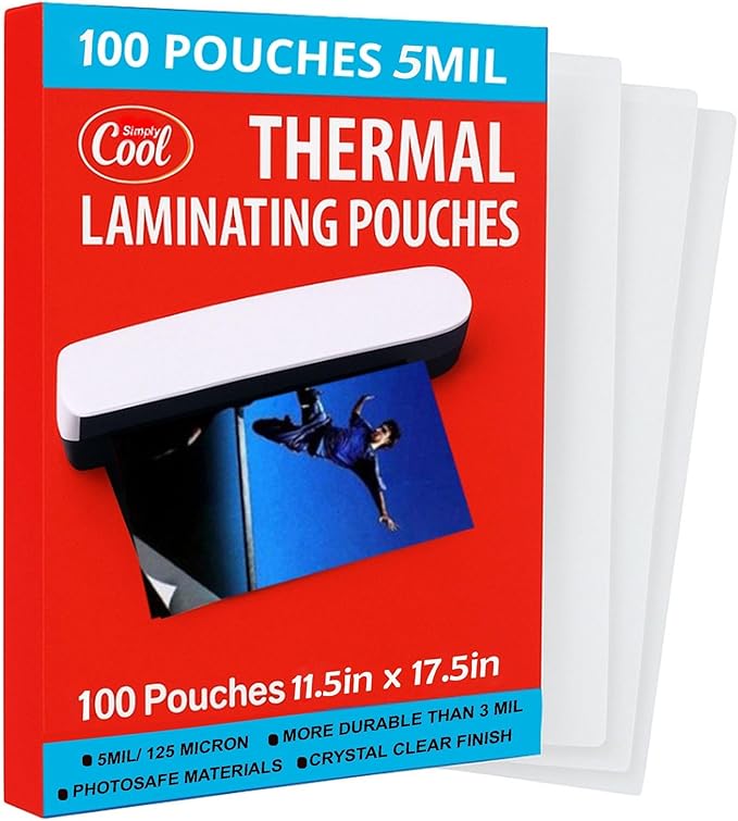 5MIL Thermal Laminating Sheets (100 Count) 11.5x17.5 inch, Dry-Erase Friendly Laminating Pouches, Compatible with Laminators, Crystal Clear Laminated Finish