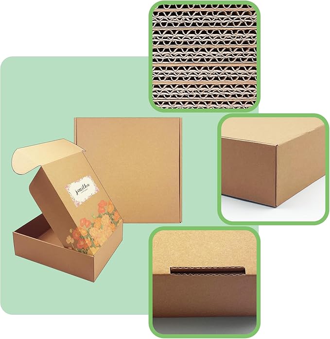 10x10x3 inch Shipping Boxes，Bulk 20 Pack，Brown Corrugated Mailers Cardboard Literature Mailer Box for Packaging Business, Mailing,Moving and Storage，Small Gift Boxes for Wrapping Mailing Present