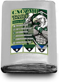 Heavy Duty Tarp Waterproof 12x16 Feet, 10 Mil Thick Silver Blue Poly Tarps Outdoor, Metal Grommets, Reinforced Edges, Multipurpose Tarpaulin Cover for Camping, Boat, Swimming Pools
