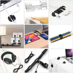 Cord Management Organizer Kit 4 Cable Sleeve split with 41Self Adhesive Cable Clips Holder, 10pcs and 2 Roll Self Adhesive tie and 100 Fastening Cable Ties for TV Office Car Desk Home