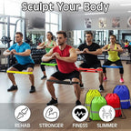 Sratte 120 Pcs Workout Loop Resistance Bands Bulk, Gym Elastic Bands Set for Fitness Sport Class Students Members Gift Physical, 5 Pieces Each Set, with Large Drawstring Backpack Bags