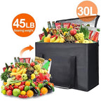 Bodaon 5-Pack Insulated Reusable Grocery Shopping Bag, X-Large Frozen Food Cold, Cooler Bags, Insulated Pizza Delivery Bag, Black