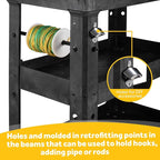 ELAFROS 3 Shelf Heavy Duty Utility Cart, 34" x 17" x 38.5", Rolling Work Cart with 4 Swivel Wheels, Deep Shelves, Safely Holds up to 550 lbs 3-Tier Service Tool Cart, Black