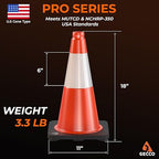 GECCO ™ (320 Cones per Pallet) 18 Inch 3.3 Lb Small Orange Traffic Cones in Bulk | Wholesale Safety Cones, Orange Cones, Parking Cones, Construction Cones | PVC Plastic & Black Base - [PRO Series]