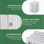 Dog Gates for Doorways, Tall Dog Gate Indoor, Foldable Pet Gates for Doorways Bedroom, Freestanding Puppy Gate with Metal Support Feet, Room Divider,6 Panels (White)