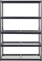 VEVOR Storage Shelves, 3000 lbs, 5 Tier Heavy Duty Garage Shelving, 24" D x 48" W x 72" H Adjustable Metal Shelves for Industrial Shelving Unit Utility Shelf, for Kitchen, Warehouse, Basement, Black