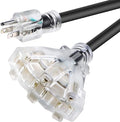 10FT 12/3 Extension Cord Heavy Duty Black 3-Outlet Indoor/Outdoor SJTW Lighted 12-Gauge Grounded Power Cable,12AWG 15 Amp, 1875 Watts，UL Listed，Safety