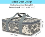 Insulated Casserole Carrier Bag - Large Portable Hot and Cold Food Storage Tote with Handles Thermal Bag for Parties, Picnics, Camping, Travel,Fits 9"x13" Baking Dish,Camo