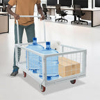 Platform Truck Cart with Cage, 4 in 1 Mutipurpose Handcart with Wheels, 2200lbs Capacity Heavy Duty Push Cart Dolly Foldable Flatbed Cart for Workshops Warehouses Supermarkets